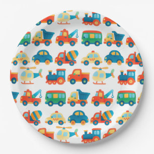 Assiettes En Carton Transport Cute Colorful Voitures Camions Anniversa