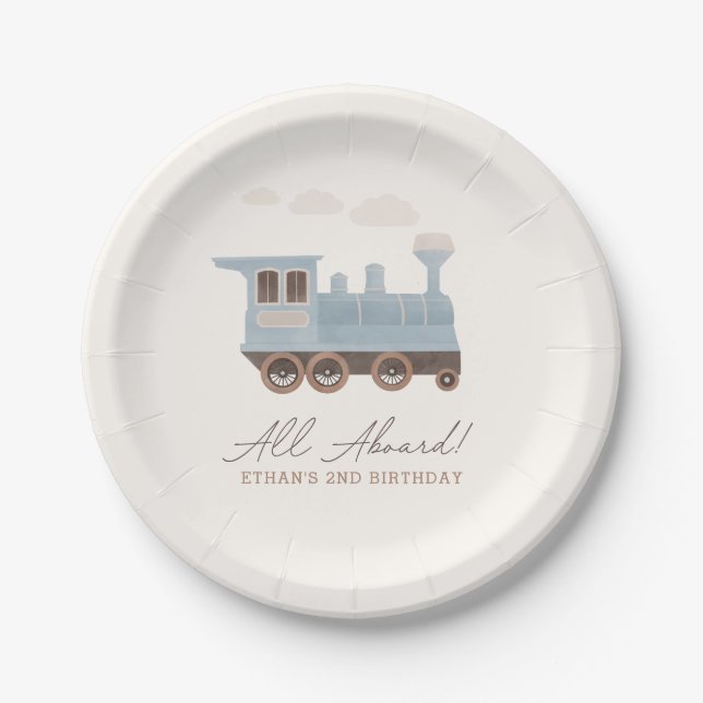 Assiettes En Carton Transport ferroviaire vintage Anniversaire (Devant)
