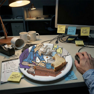 Assiettes En Carton Travailleur de bureau en surmenage Funny Employé f