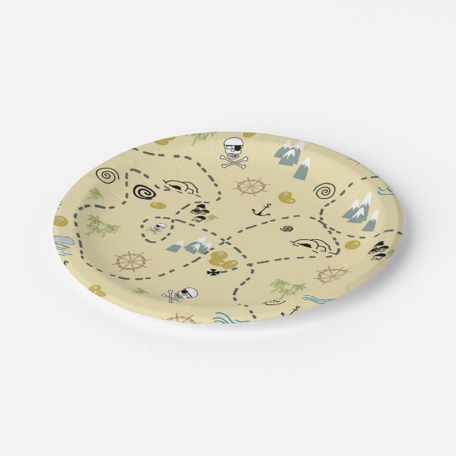 Assiettes En Carton Treasure Map party (Angle)