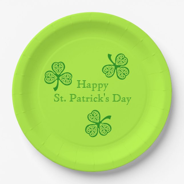 Assiettes En Carton Trèfle celtique Joyeuse Saint-Patrick (Devant)