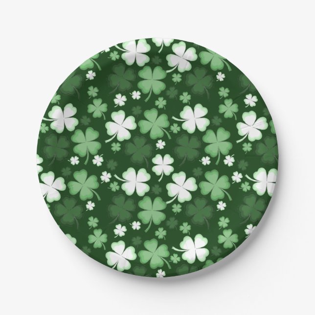 Assiettes En Carton Trèfle vert, jour de la Saint-Patrick (Devant)