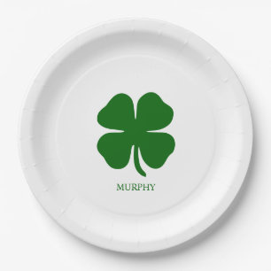 Assiettes En Carton Trèfle Vert Personnalisé