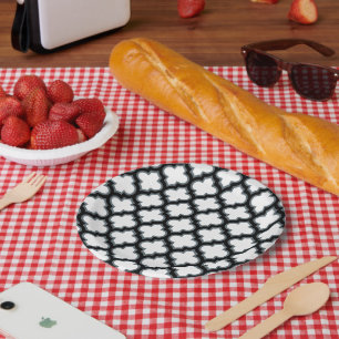 Assiettes En Carton Trellis blanc et noir, treillis, Quatrefoil