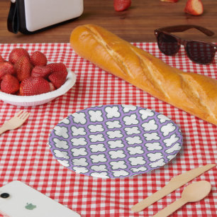 Assiettes En Carton Trellis blanc et violet, treillis, Quatrefoil