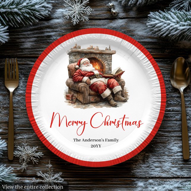 Assiettes En Carton Trendy Santa Claus Watercolor Holiday Tableware   (Trendy Santa Claus Watercolor Holiday Tableware Plate

)