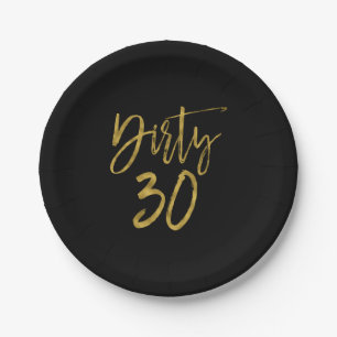 Assiettes En Carton Trente de sale   Dirty 30 Gold Foil anniversaire