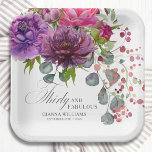 Assiettes En Carton Trente et fabuleux Elégant Floral 30e anniversaire<br><div class="desc">Trente et fabuleux Elégant floral 30th Birthday Party Paper Plates dispose d'un élégant bouquet de fleurs d'aquarelle en rose, violet et bordeaux avec la verdure. Ajoutez simplement votre texte personnalisé pour votre fête du trentième anniversaire. Personnalisé en modifiant le texte dans les zones de texte fournies. Conçu par ©Evco Studio...</div>