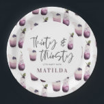 Assiettes En Carton Trente et trente-et-trente fête du 30e anniversair<br><div class="desc">Décor de fête de trente et trente ans. Avec d'élégantes illustrations aquarelles de cocktails,  vin,  rose,  gin,  en beau prune violet,  gris et vert. Un design amusant pour célébrer votre jalon.</div>