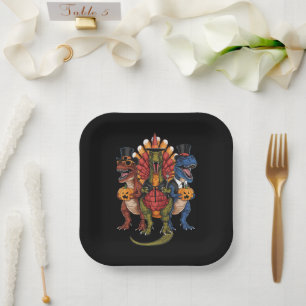 Assiettes En Carton TRexgiving T-Rex Joyeux Thanksgiving Dinosaures