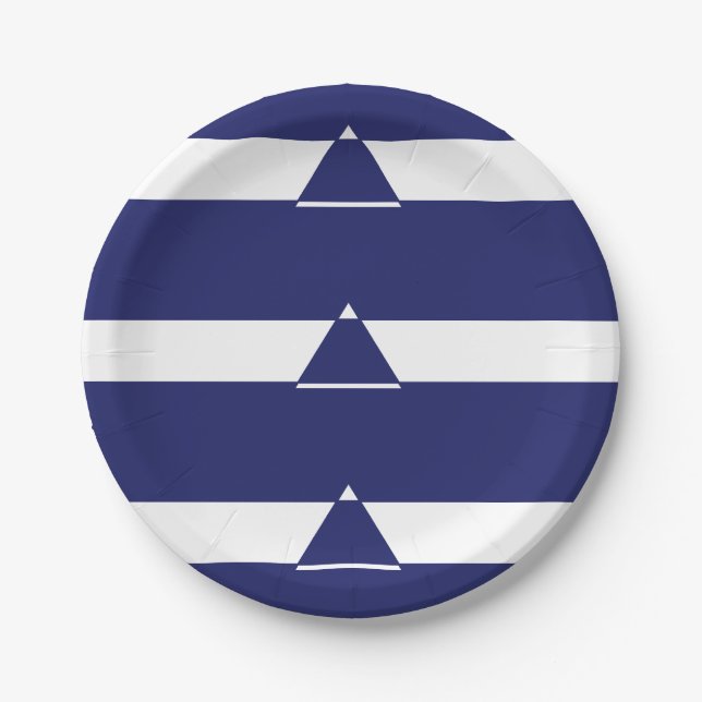 Assiettes En Carton Triangle bleu et blanc (Devant)