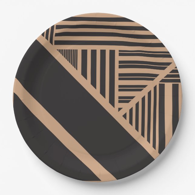 Assiettes En Carton Triangle en tan et noir (Devant)
