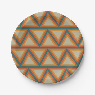 Assiettes En Carton Triangles Colorés Fête Géométrique