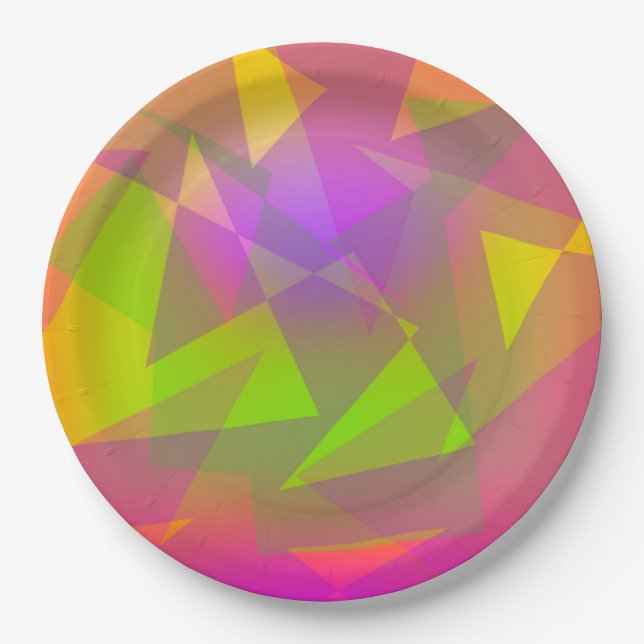 Assiettes En Carton Triangles et rectangles Abstraits (Devant)