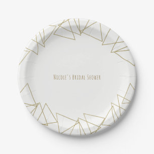 Assiettes En Carton Triangles géométriques dorés Fête chic glamour mod