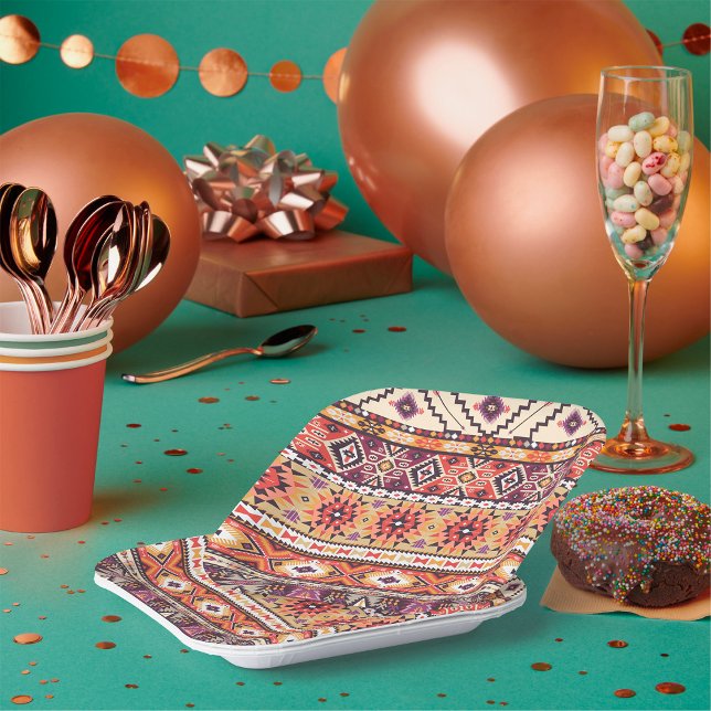 Assiettes En Carton Tribal Aztec (Créateur téléchargé)