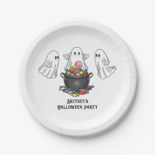Assiettes En Carton Trick or treat avec les fantômes