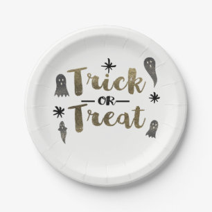 Assiettes En Carton Trick or Treat Fantôme Chic Fête d'Halloween Moder