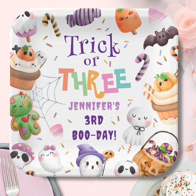 Assiettes En Carton Trick ou trois ! Jour d'Halloween mou 3ème anniver (Créateur téléchargé)