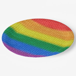 Assiettes En Carton Tricot drapeau arc-en-ciel rayonne motif sans fail