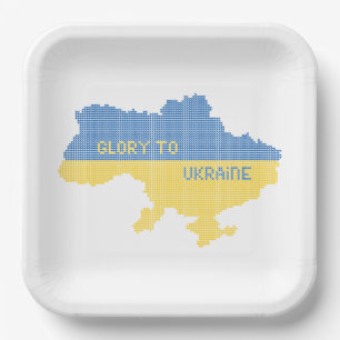 Assiettes En Carton Tricot Ukraine texte de la carte d'Etat Gloire à l