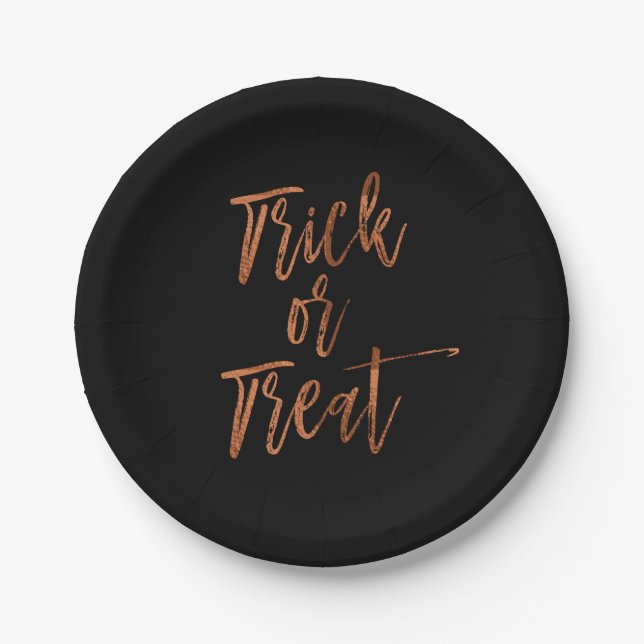 Assiettes En Carton Tricoter ou traiter les plaques d'Halloween modern (Devant)