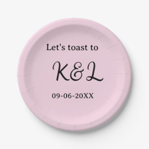Assiettes En Carton Trinquons à l'annonce de mariage lettre rose