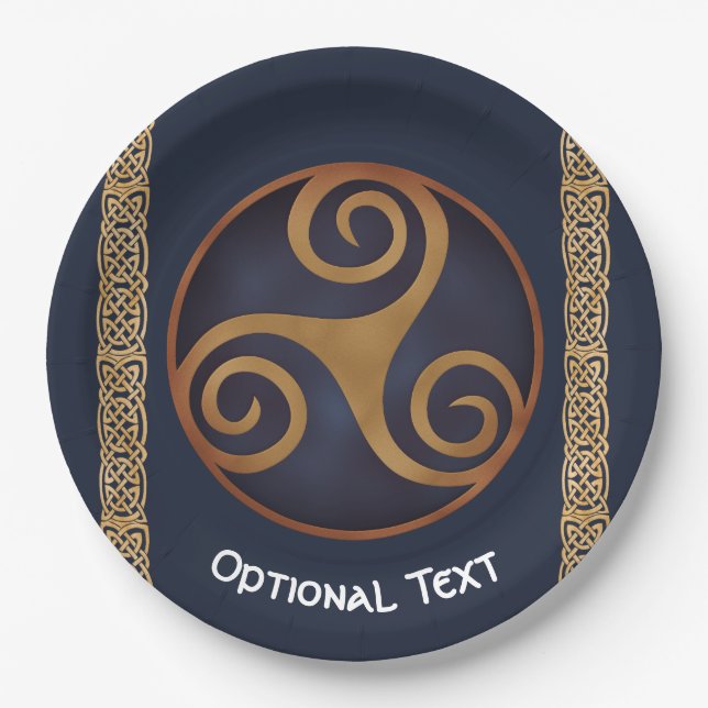 Assiettes En Carton Triskelion celtique (bleu) personnalisé (Devant)