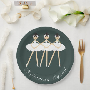 Assiettes En Carton Trois Ballerinas mignonnes, Robes blanches
