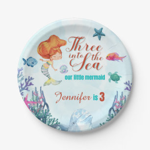 Assiettes En Carton Trois dans la mer Filles de sirène 3e anniversaire