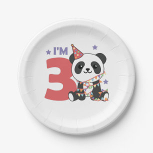 Assiettes En Carton Troisième Panda Anniversaire Pour Enfants 3 Ans Pa