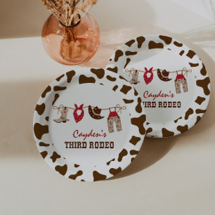 Assiettes En Carton Troisième Rodéo Western Cowboy 3e anniversaire