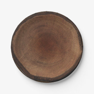 Assiettes En Carton Tronc d'Arbre Bois Rond Écorce Rustique Nature Nat
