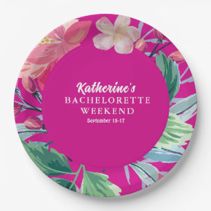 Assiettes En Carton Tropic comme c'est chaud rose tropicale enterremen