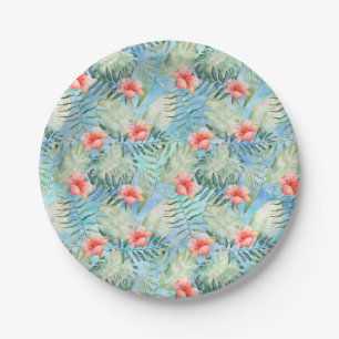 Assiettes En Carton Tropical Aloha Hibiscus Fleur Baby Shower