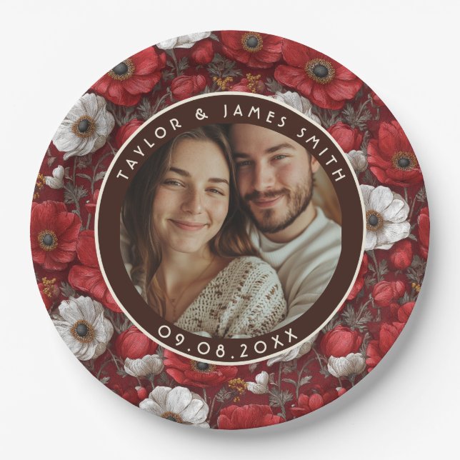 Assiettes En Carton Tropical Anemones Accent Summer Wedding (Devant)