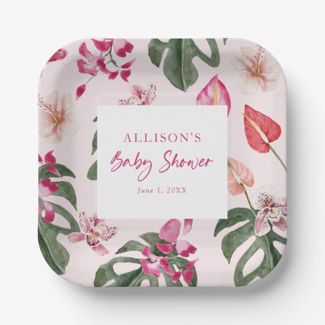 Assiettes En Carton Tropical Baby Shower (Recto)