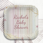 Assiettes En Carton Tropical Beach Seashell Baby shower Boho Chic<br><div class="desc">Merci Tropical Beach Seashell Baby shower Boho Chic Modern Party Paper Plates présente un joli design sur la plage dans des couleurs pastel avec coquillages et votre texte personnalisé dans le centre dans élégante calligraphie de script de typographie rose. Fournitures parfaites pour les fêtes de baby shower. Conçu par Evco...</div>
