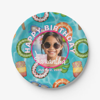 Assiettes En Carton Tropical Blue Pool Party Birthday Paper Plates