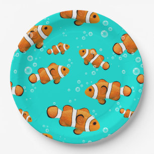 Assiettes En Carton Tropical Clownfish & Bubbles Motif