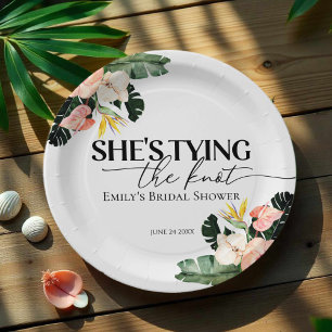 Assiettes En Carton Tropical Floral Elle se marie Enterrement de vie d