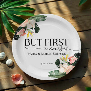 Assiettes En Carton Tropical Floral Mais d'Abord Mimosas Baby Shower d