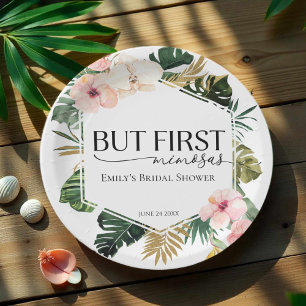 Assiettes En Carton Tropical Floral Mais d'Abord Mimosas Baby Shower d