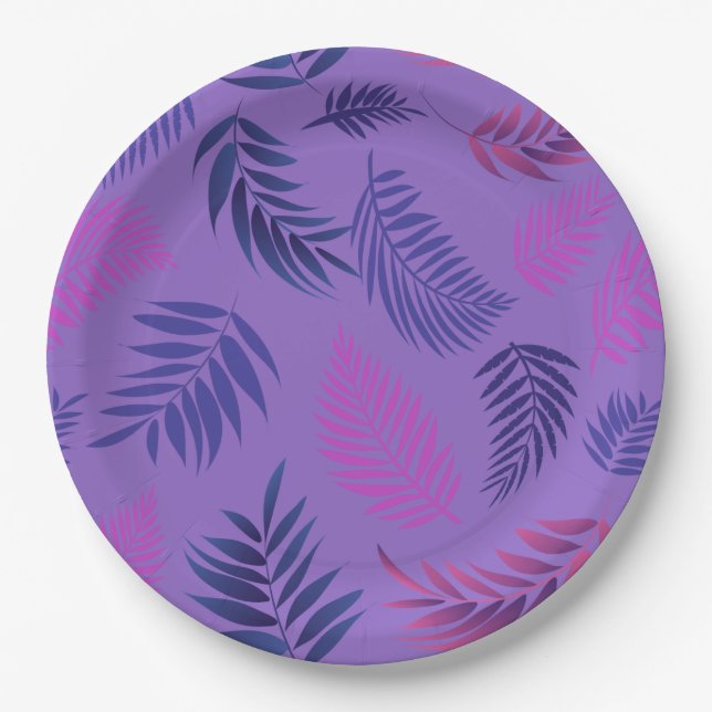Assiettes En Carton Tropical Leaves Pattern 19 (Devant)
