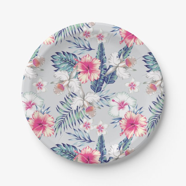 Assiettes En Carton Tropical Orchid Floral (Devant)