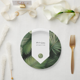 Assiettes En Carton Tropical Palm Feuille Mariage de verdure