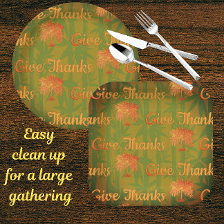 Assiettes En Carton Tropical Remercions Thanksgiving Palm 