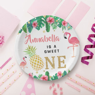 Assiettes En Carton Tropical Summer Beach Luau Girls 1er anniversaire