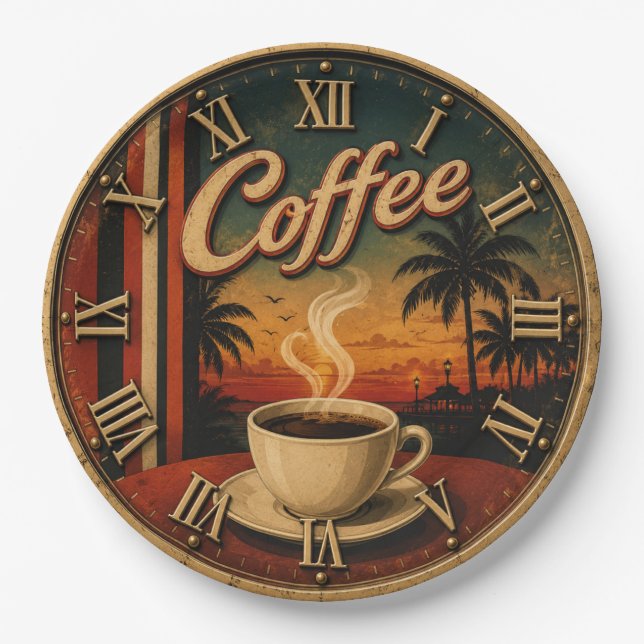 Assiettes En Carton Tropical Sunset Coffee (Devant)