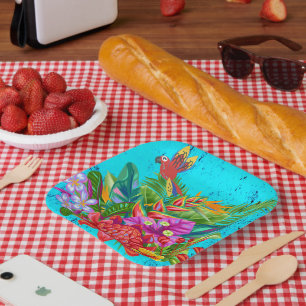 Assiettes En Carton TropiColor Fusion Macaw & Floral Serenade